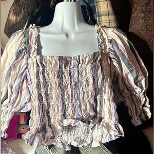 STRIPED BELL SLEEVES TOP